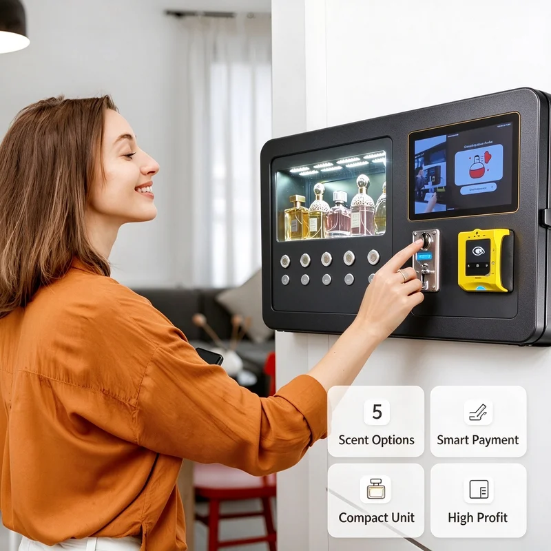 Perfume Vending Machine Freestanding Floor Type Built‑in Data Transmission Module For Exhibition Hall Fragrance Self Dispensing