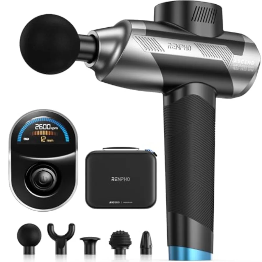 

Профессиональный ручной перкуссионный массажный пистолет для глубокой терапии тканей с регулируемой амплитудой 612 мм, портативный дизайн с переноской