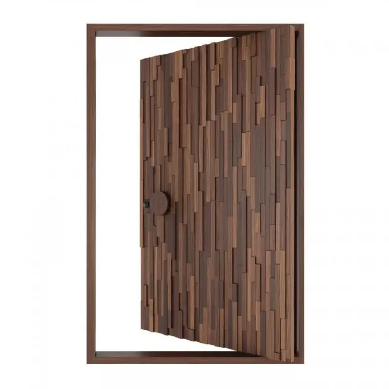 New Pretty Home Exterior Front Main Entrance Entry Solid Design Modern Double Swing Wooden Pivot Door For Houses