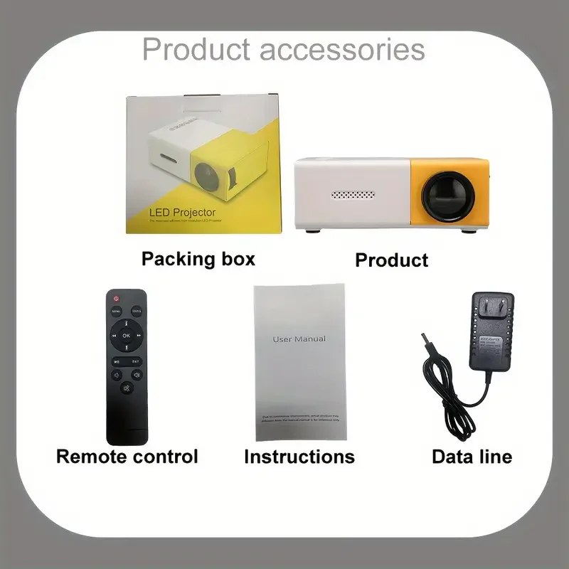 Mini projector 72 - inch screen LED lamp life 30000 hours, support hd, compatible with Android/IOS/Windows/HDTV/USB image 4