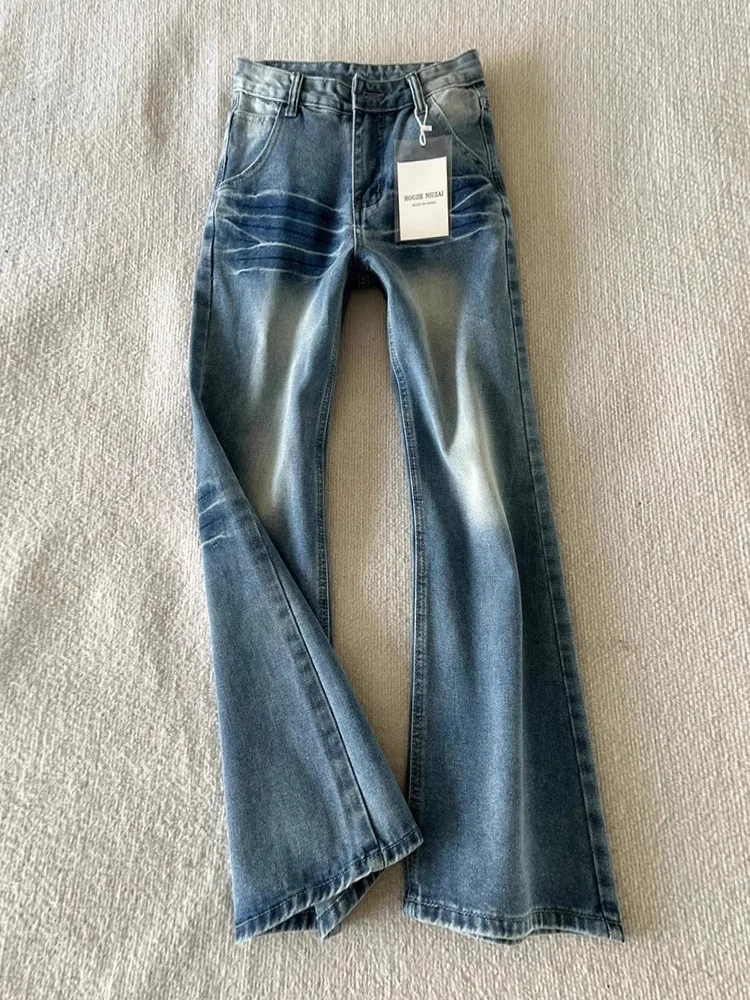 

Мужские джинсы Waed Light Blue: американские, прямые, расклешенные, в стиле High Street, молодежные, модные