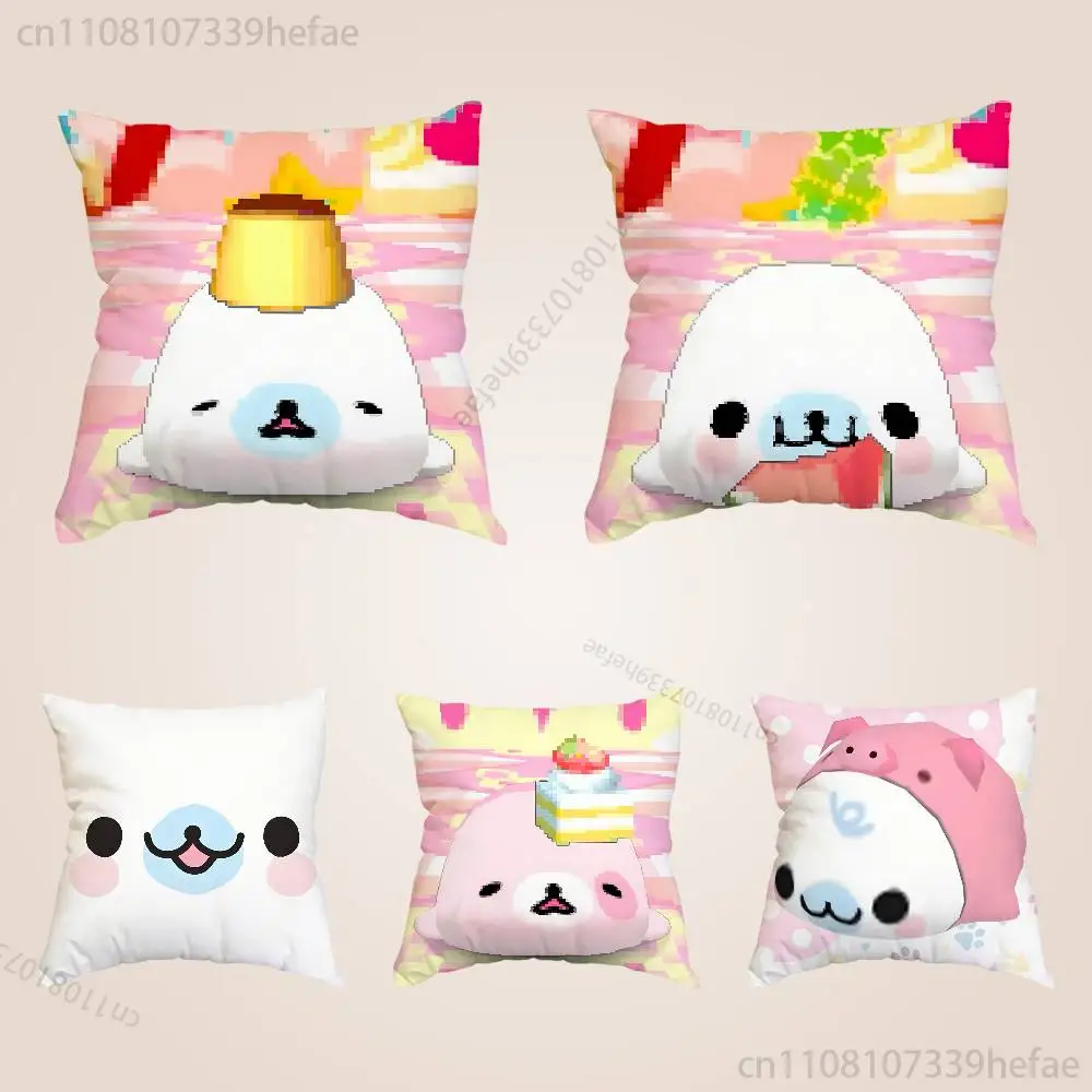 

cute M-Mamegoma Seal Funny Pillow Case Anti-dustmite Pillowcase Invisible Zipper Silky Short Plush Sofa Cushion Cover