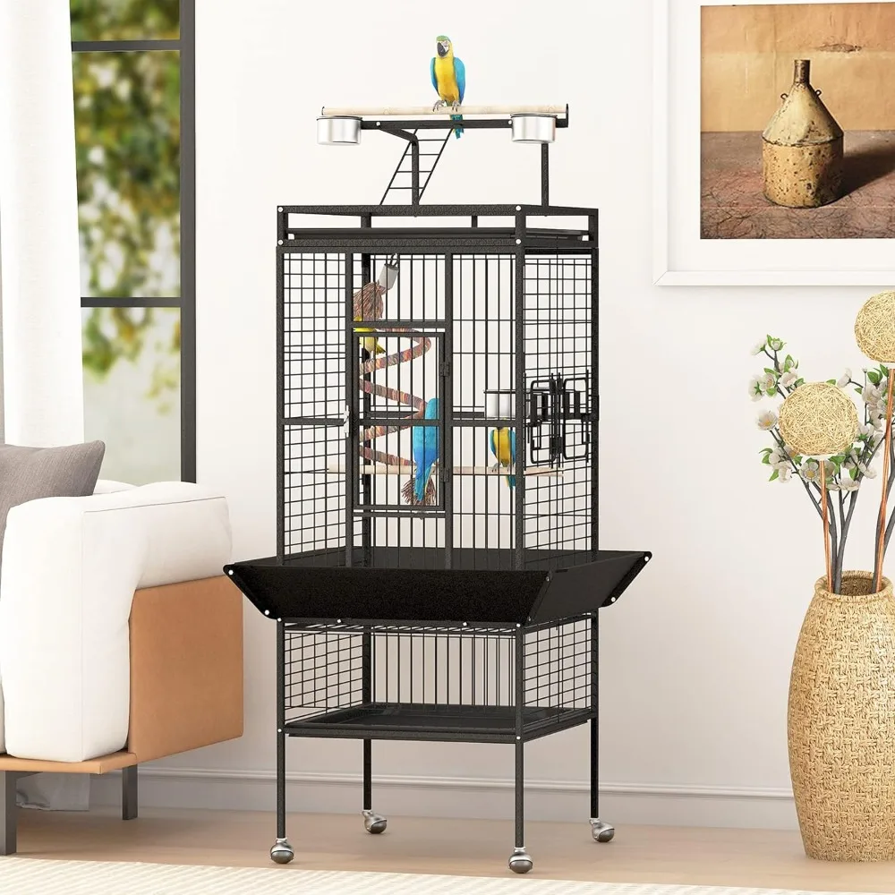 

61 Inch Bird Cage Wrought Iron Bird Cage With Rope Bungee Bird Toy Nest for Birds Cages Supplies Pet Products Home Garden