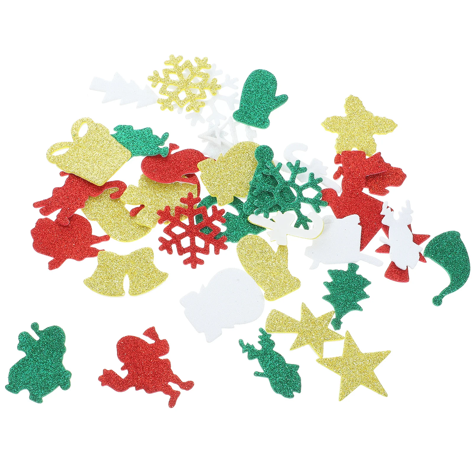 50 قطعة من ملصقات رغوة عيد الميلاد اللامعة المزخرفة ذاتية اللصق لعيد الميلاد لسجل القصاصات DIY الحرف اليدوية وديكور العطلة