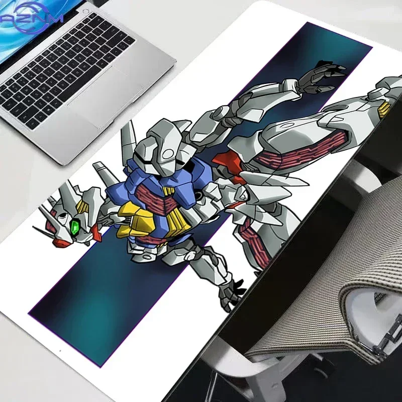 Anime Mecha Robot White Blue Close-up Combat Print Mouse Pad, Rubber Non-Slip Base, Smooth Surface for Gaming and Office Desktop