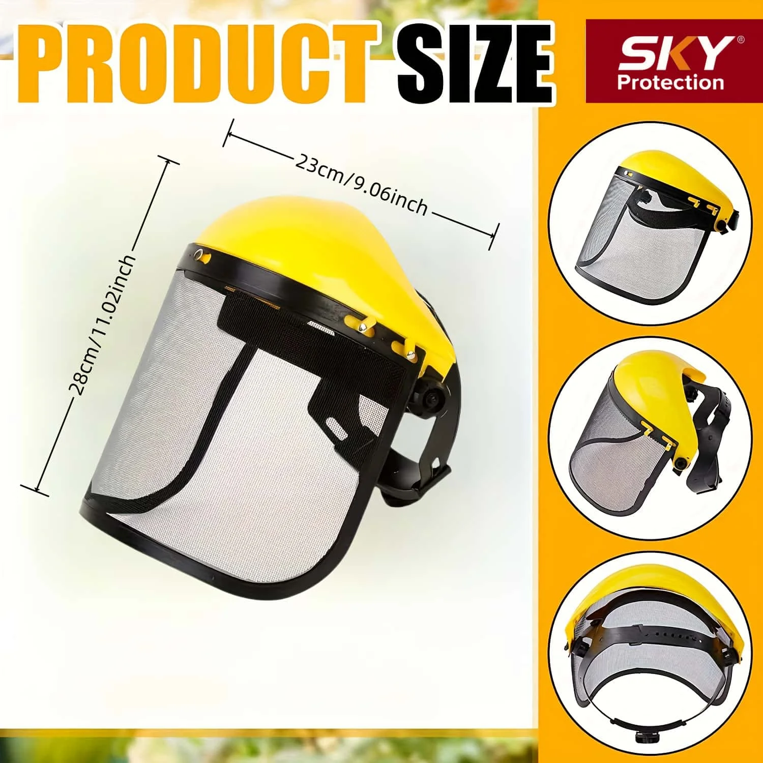 Forestry Safety Helmet with Mesh Face Shield, Adjustable Protective Visor for Brush Cutter, Wood Cutting, Tree Trimming, Logging & Garden Work