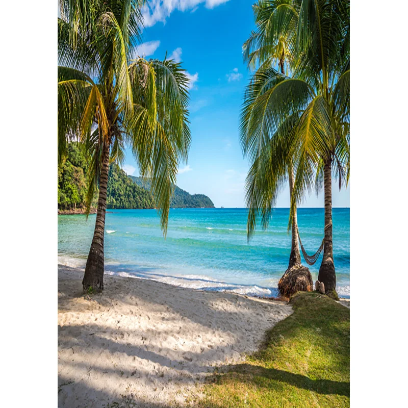 ZHISUXI Summer Tropical Sea Beach Palms Tree Photography Background Scenic Photo Backdrops Photocall Photo Studio CXZM-02