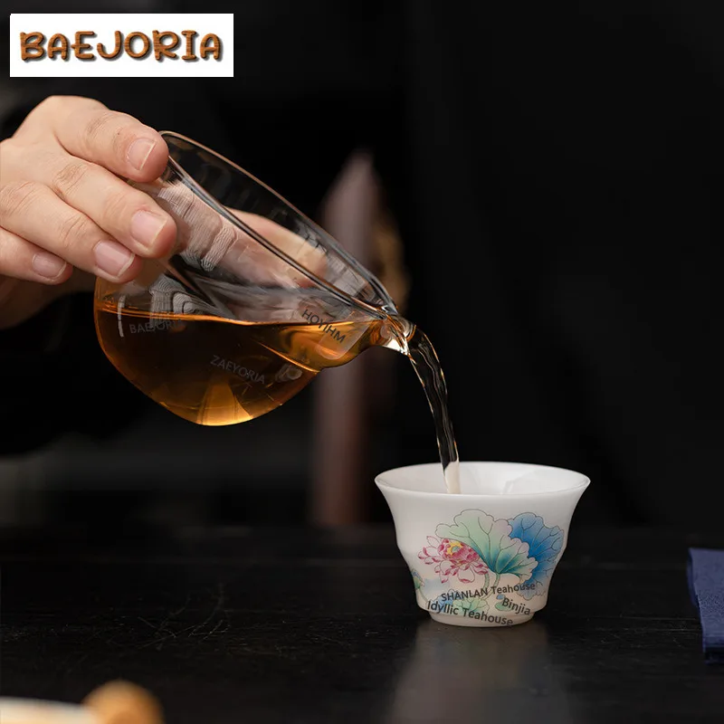 BAEJORIA Ice Seed Jade Porcelain Lotus Charm Travel Tea Set Kit Zen 1 Pot 3 Cups Household Tea Making Organizer Portable Camping