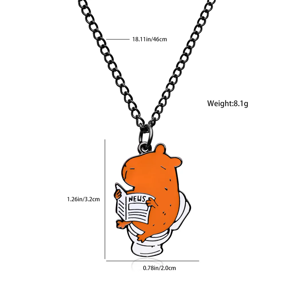 Harong Cute Animal Capybara Enamel Pendant Fashion Interesting Funny Necklace Jewelry for Daughter Son Children's Day Gift