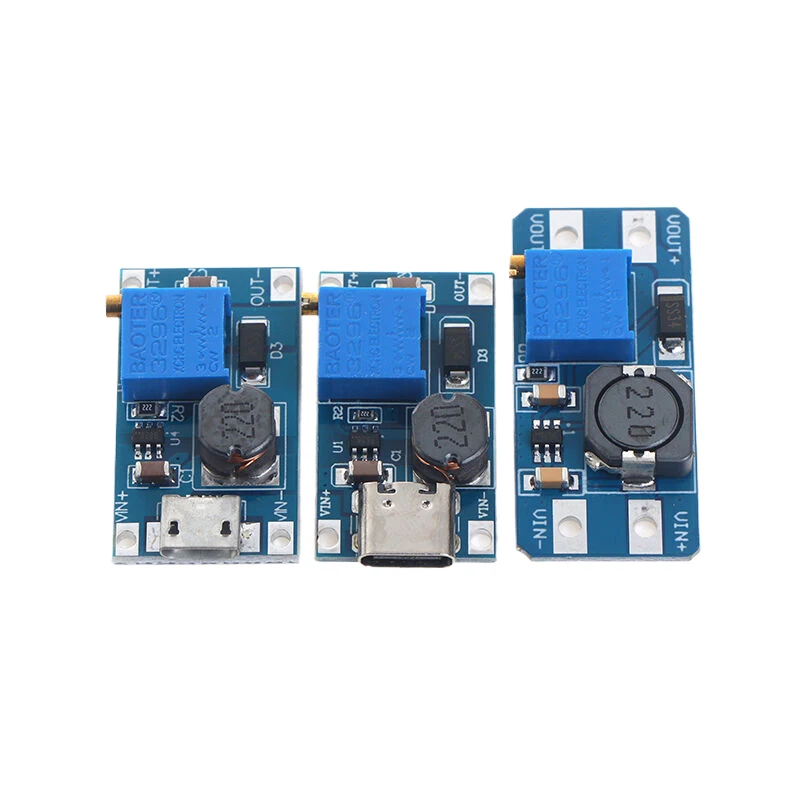 【MT3608 Adjustable Step Up Module Voltage Regulator Micro USB Type-c Plug 2V-24V To 5V-28V 2A Boost Plate Step Up Module】