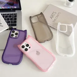 Przezroczyste etui w stylu głowy kota do iPhone'a 16, 15, 14, 13, 12, 11 Pro Max Plus z miękkiego TPU