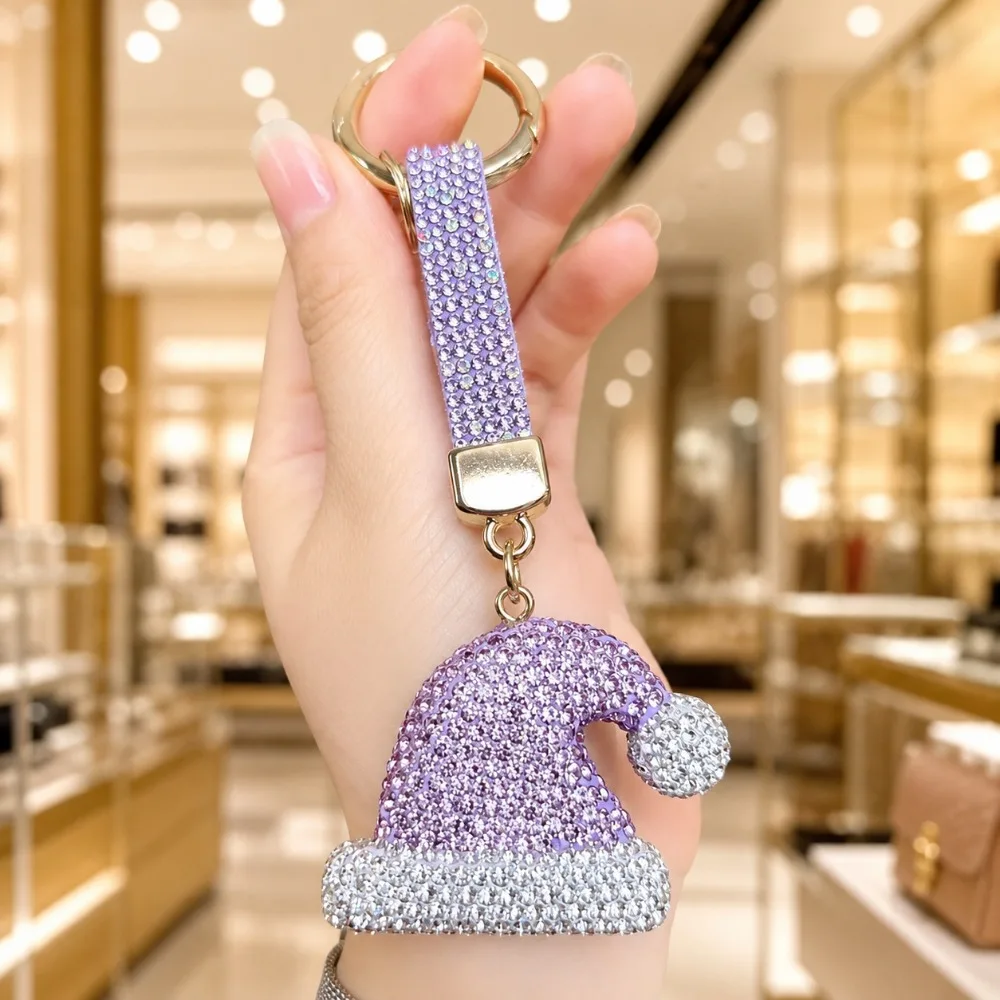 Santa Claus Rhinestone Christmas Keychain Christmas Hat Christmas Stocking Santa Claus Keychain Blingbling Ornaments