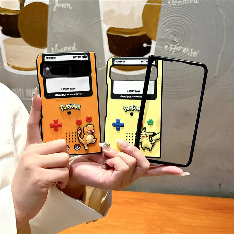Anime 3D Game Phone Case For Google Pixel 9 Pro Fold Pixel-Fold Charmander Squirtle P-Pikachus Cartoon Flip folding Cover