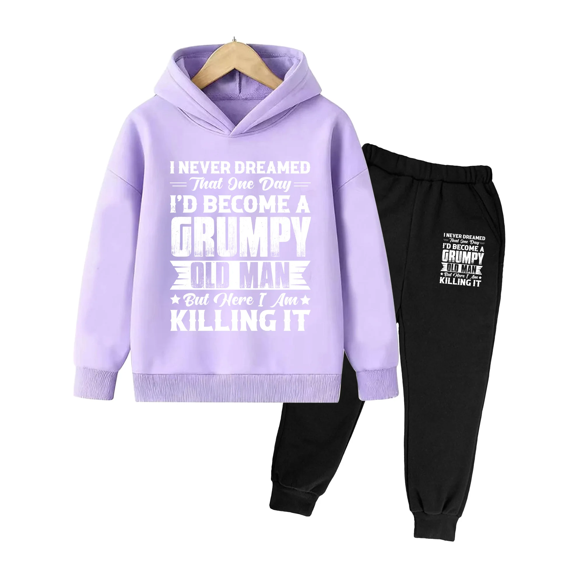 Kids Hoodie and Pants Set, Cartoon Print Long Sleeve Tracksuit, Casual Sportswear for Boys Girls Daily Wear