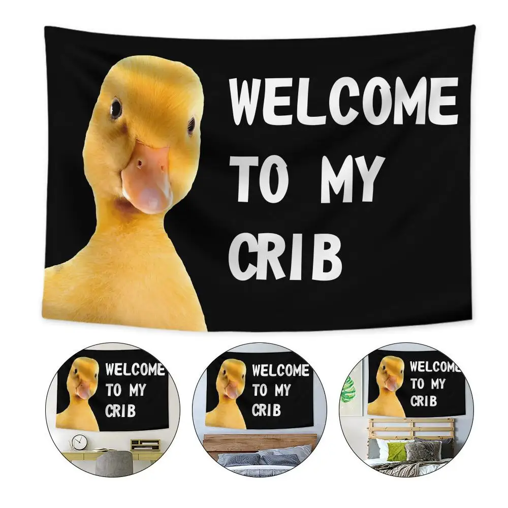 

Welcome To My Crib Duck Tapestry Custom Home Living Room Bedroom Wall Decor Wallpaper Backdrop Cloth With Clips