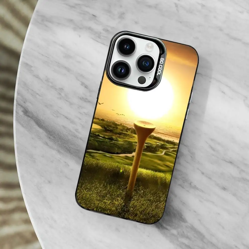 Coque de téléphone de Golf de sport moderne pour iPhone SE,13,XS,14,17,15,Mini,Pro,MAX,12,11,16, coque en Silicone noir mat