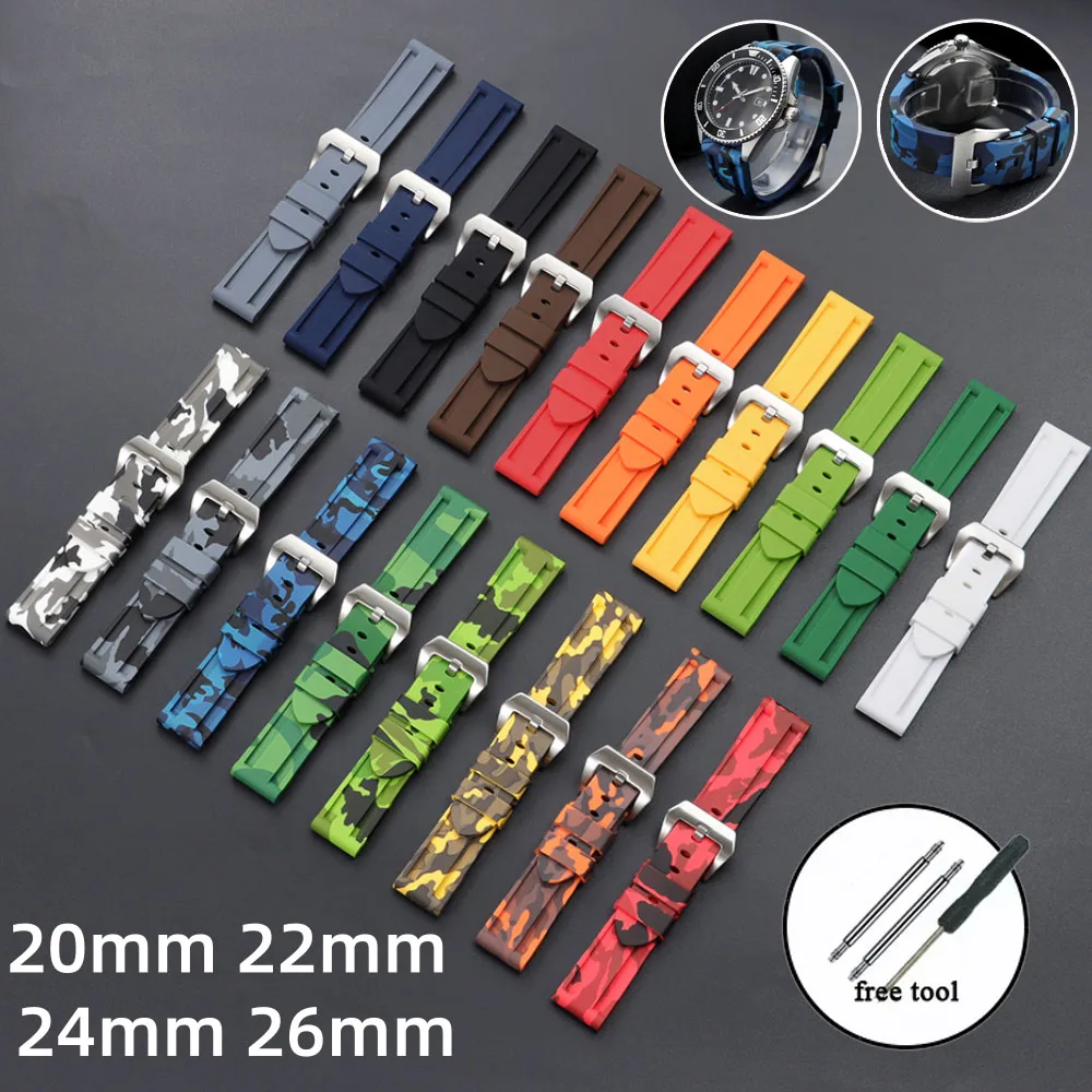 Silicone Straps for Panerai 20mm 22mm 24mm 26mm Rubber Watch Band for Seiko Men Women Sport Waterproof Bracelets Wristbands Belt view 2
