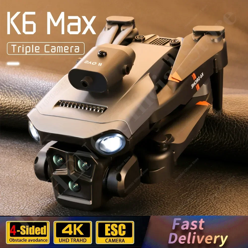 K6Max 4K Professional Three-Camera Wide-angle Optical Flow Positioning Four-way Obstacle Avoidance Remote Control Quadcopter Toy