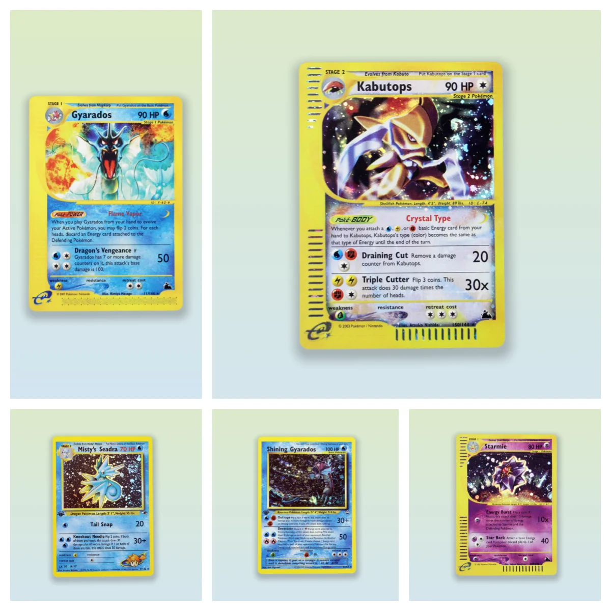 

PKM Single Cards holo cards Gyarados / Kabutops / Mistys Seadra / Shining Gyarados / Starmie Game Collection PTCG PROXY