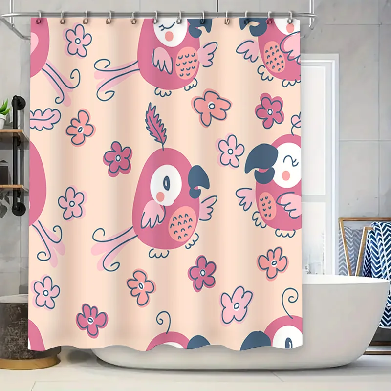 

Cute Owl Print Shower Curtain Pink Blue Fabric Bathroom Decor Waterproof Washable for Kids Bathrooms Size: 72 x 84 in (180x215cm