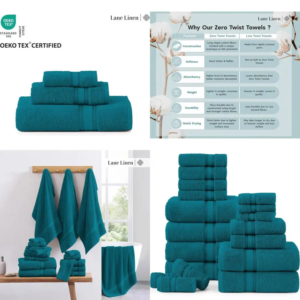 

Набор хлопковых банных полотенец: 6 ванн, 6 рук, 6 мочалок, Zero Twist, мягкий, впитывающий, идеально подходит для ежедневного использования, Airbnb, спа, гостиницы