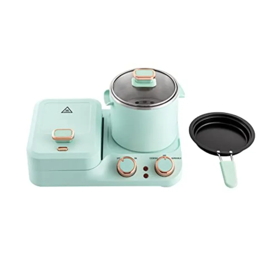 3 in 1 Breakfast Station Electric 110V Multifunctional Breakfast Maker with Mini Toaster NonStick Frying Pan Boiling Pot for Sa