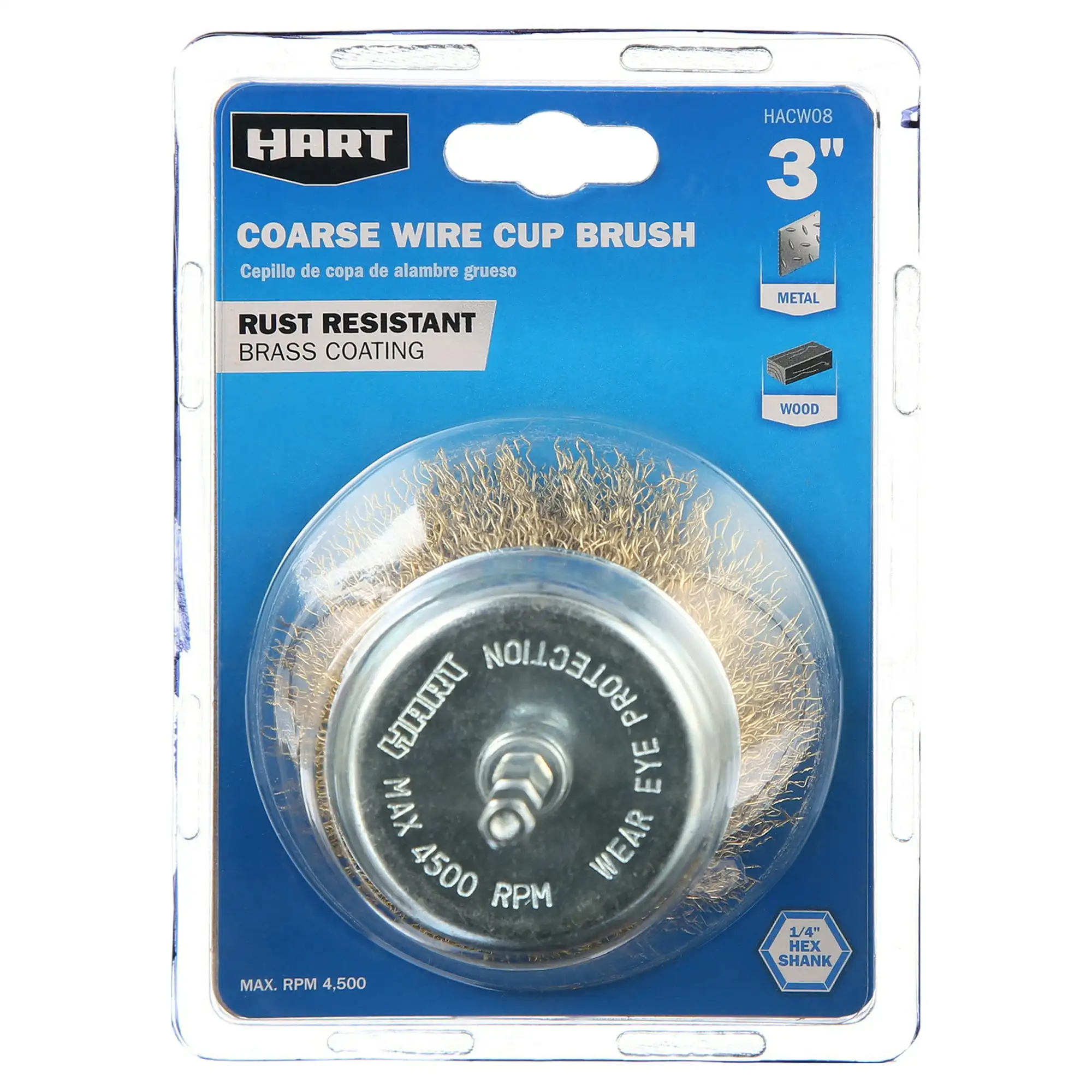 (3 pacotes) Escova de copo de fio grosso HART de 3 polegadas