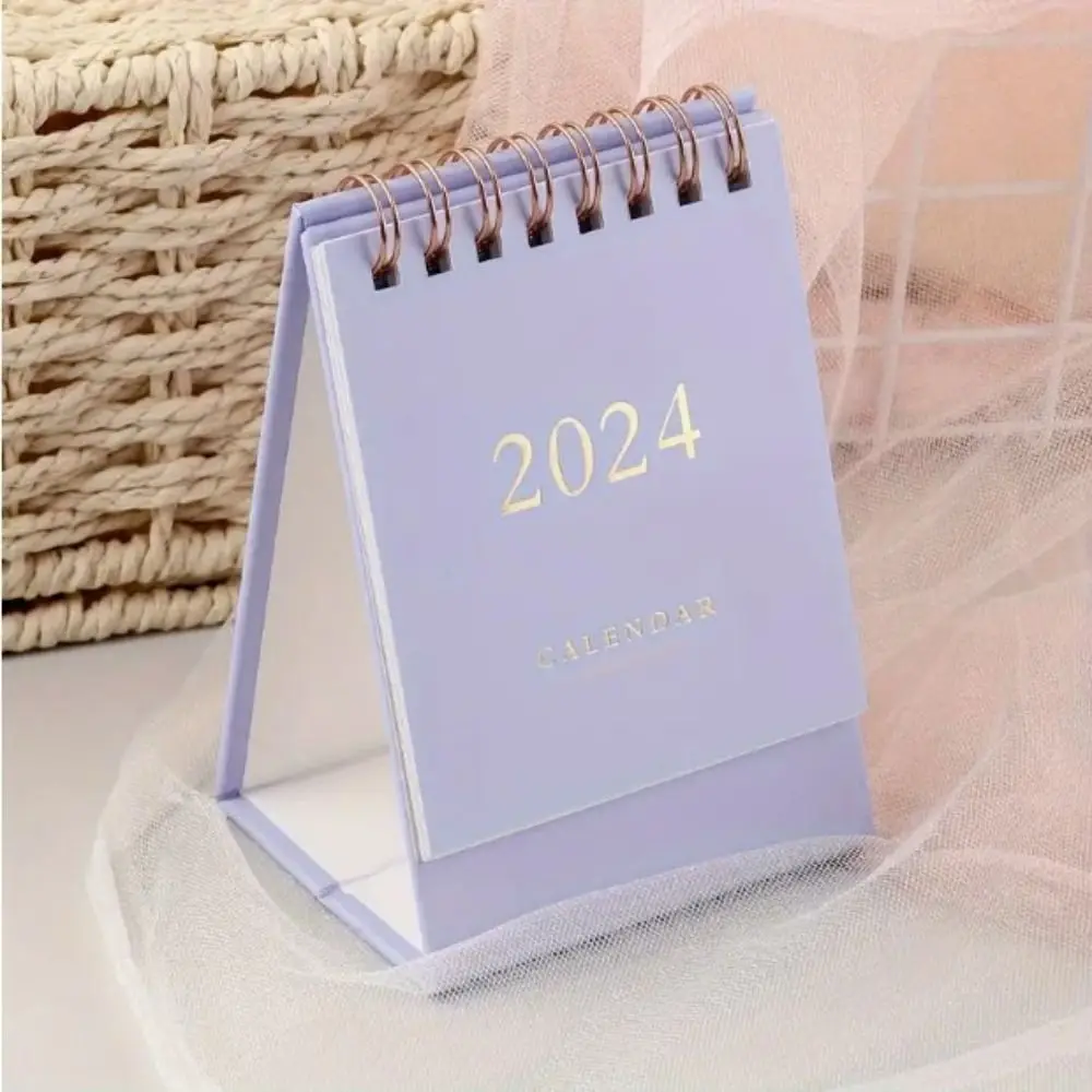 Planning Mini Desk Calendar, INS Style Paper, Minimalism Standing Flip, Notepad, 2024