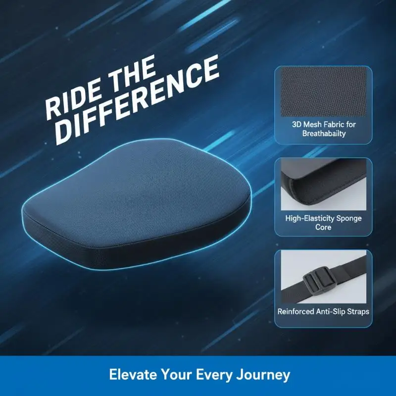 Non-Slip Electric Vehicle Seat Cushion Waterproof Heightened Shock Absorption Durable Mat for Scooter Motorbike Commuting
