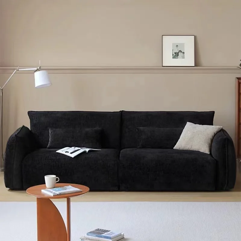 Small Steel Ring Straight Row Fabric Large, Medium And Small Apartment Living Room French Apartment Three People Black Bauhaus C