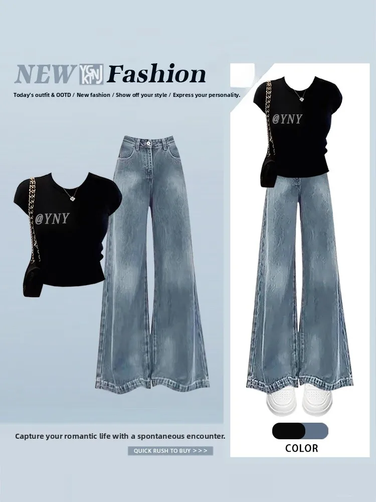 Ele High Waist Wide Leg Pants ort Sve Two Piece Set Women's Faion Outfit Slimming Effect Quali Material