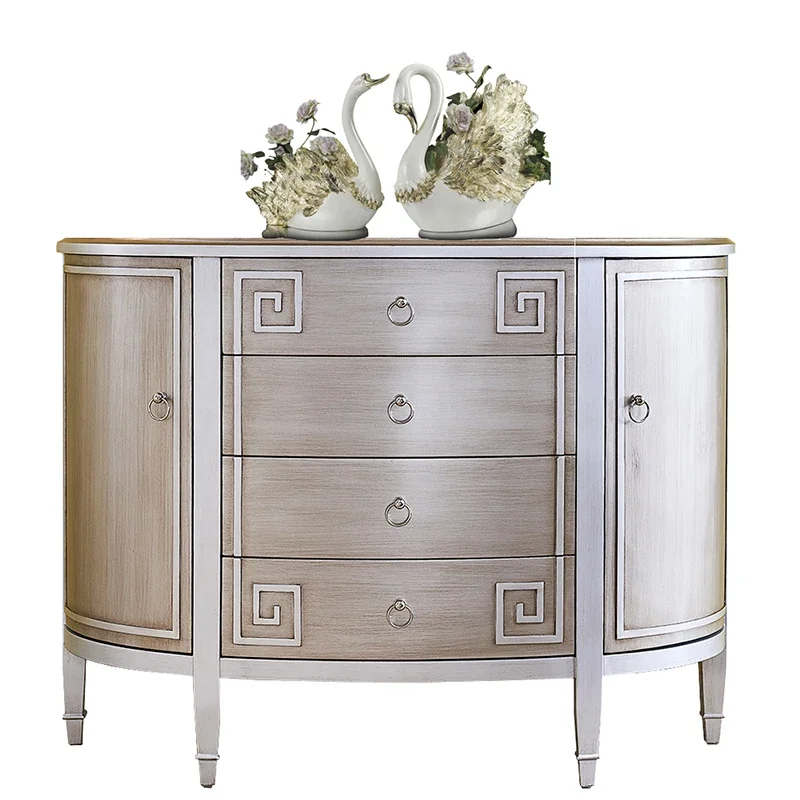 

Foyer Cabinet, Entrance Decoration Dining Cabinet, Entrance Storage Cabinet, Walnut Semi-circular Color