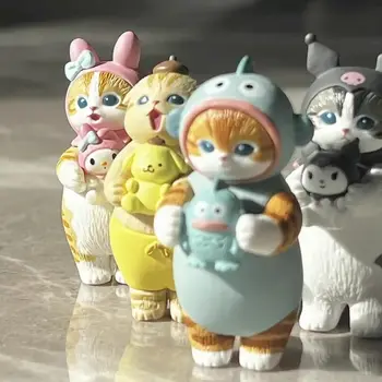 Mofusands 貓咪盲盒玩具,穿著三麗鷗角色服裝,手持可愛庫洛米、肉桂狗、Hello Kitty 收藏飾品 10 最佳銷售 三麗鷗盲盒 - №8