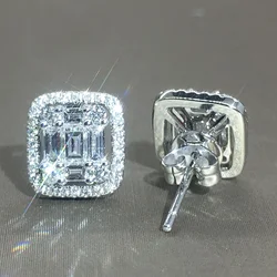 Huitan Geometric Shaped Cubic Zirconia Stud Earrings Women Daily Wear Wedding Party Ear Accessories Good Quality Fashion Jewelry