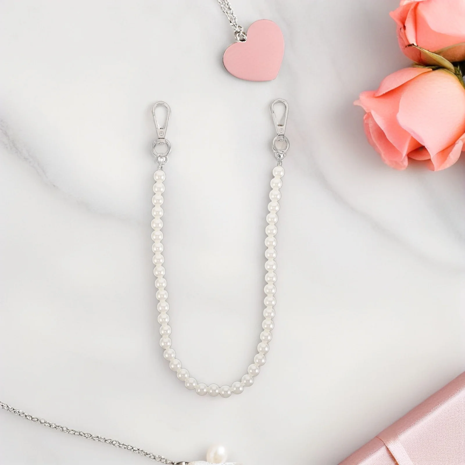 

2Pcs Vintage Geometric Pearl Waist Chain Elegant Beaded Bag Chain Strap Replacement for Handbags Belts Dresses