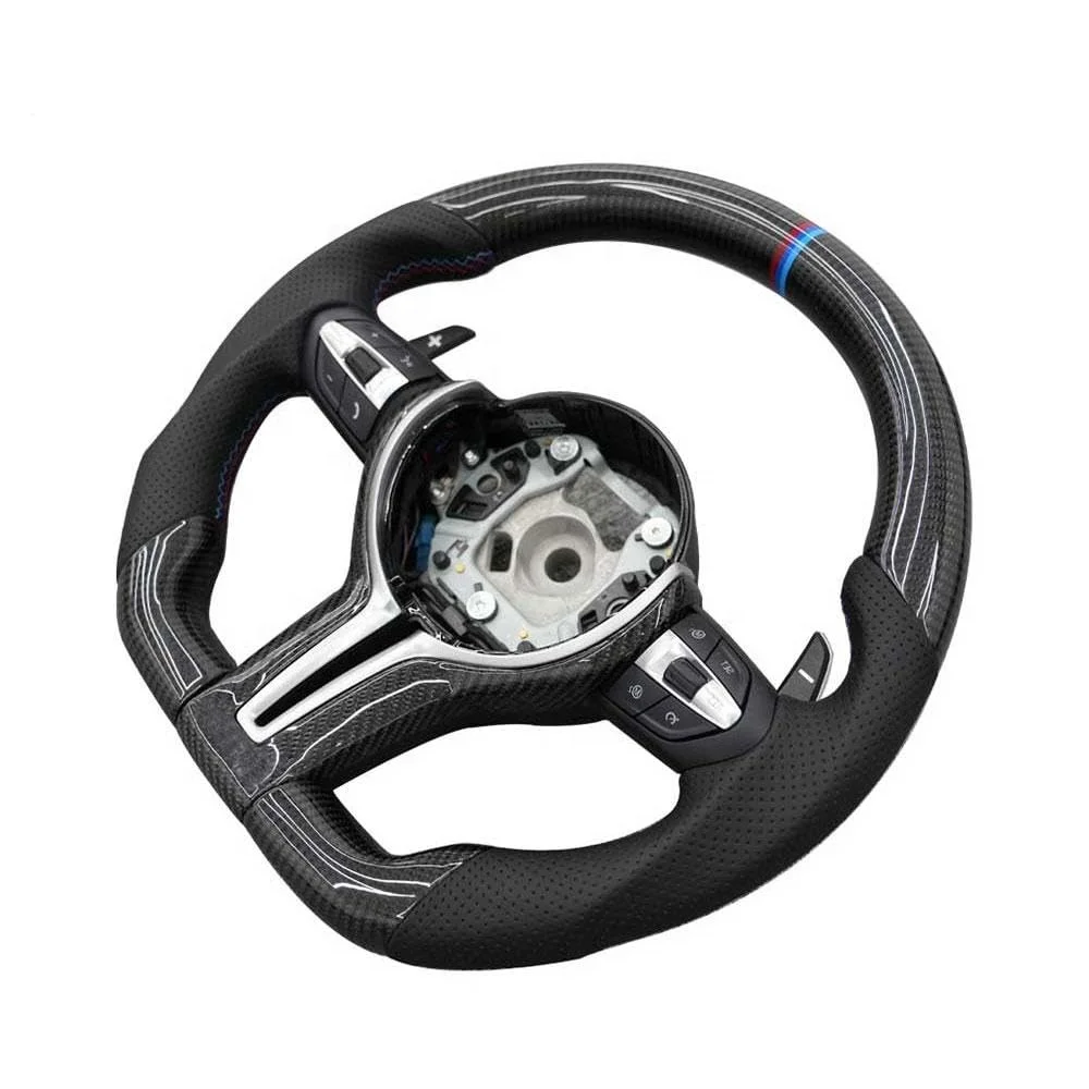 F30 Replacement Car Black Carbon Fiber M Performance Sports Steering Wheel Leather Steering Wheel for  F30