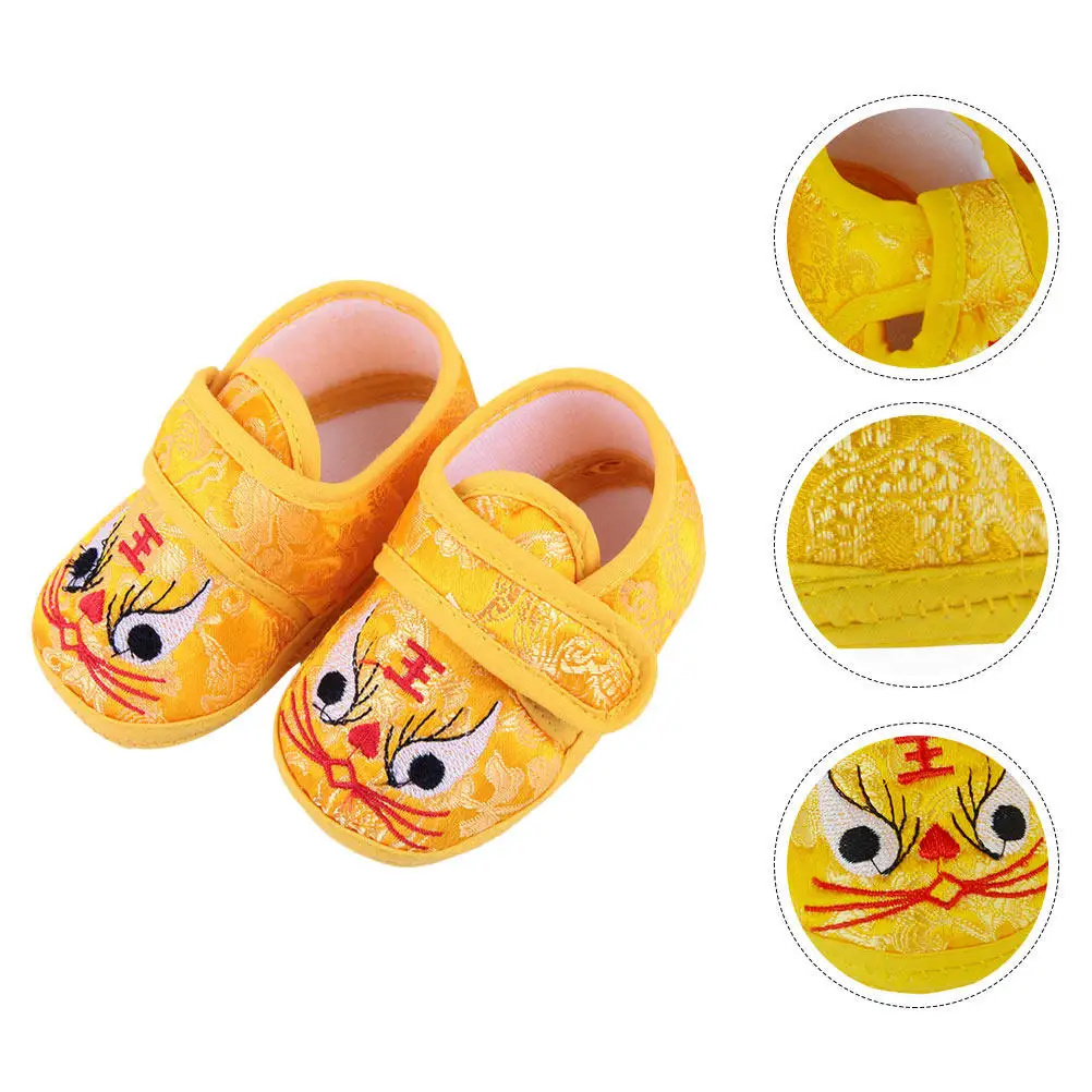 

1Pair Soft Bottom Baby Shoes Size 13 Cute Tiger Head Print Non-Slip Stable Sole Lightweight Warm Lovely Fashionable Delicate