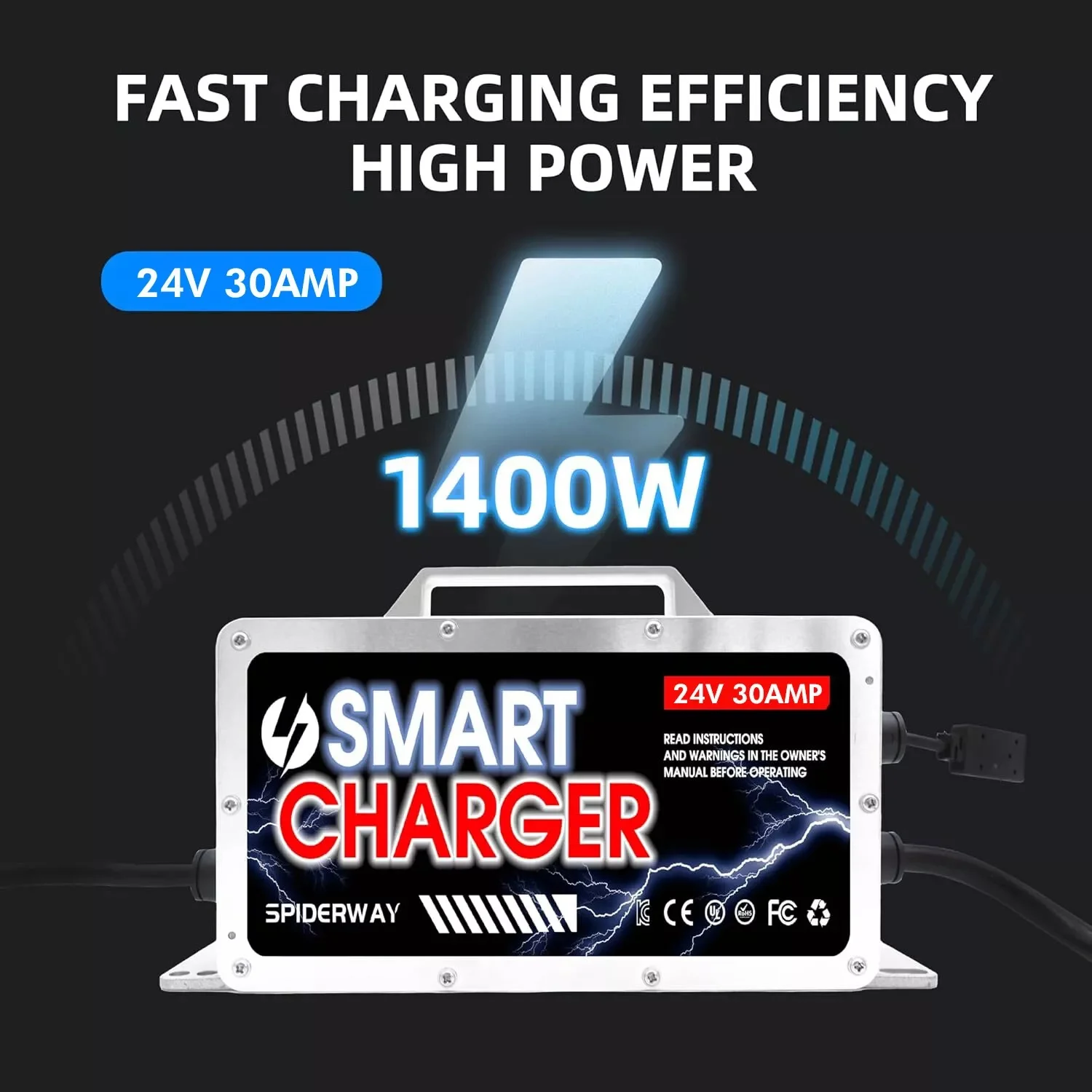 

24V 30A Forklift Battery Charger With Anderson Plug IP67 for Toyota Hyster Crown Pallet Jack Floor Scrubber Electric Vehicles