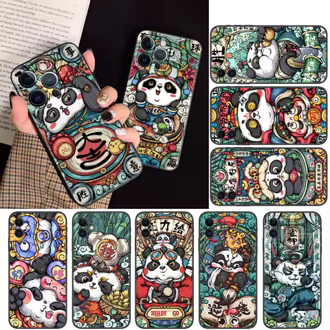 Panda Chinese style cartoon Soft Silicone Case for Samsung A71 A72 A73 A81 A82 A91 S20 Fe Lite S21 S22 S23 S30 Ultra