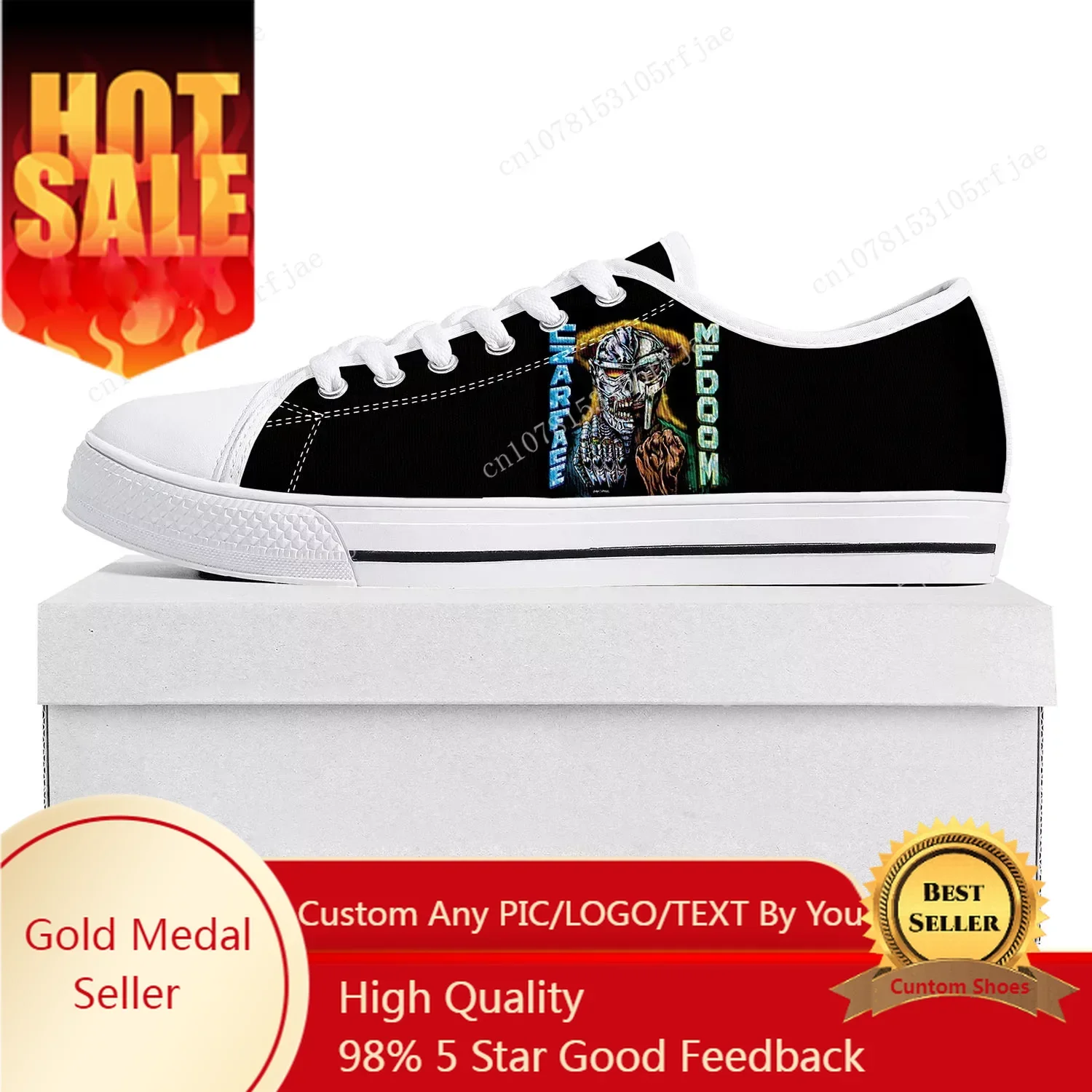 

MF Doom Hip Hop Rapper Low Top Sneakers Mens Womens Teenager Canvas Sneaker Casual Couple Shoes Custom Shoe White