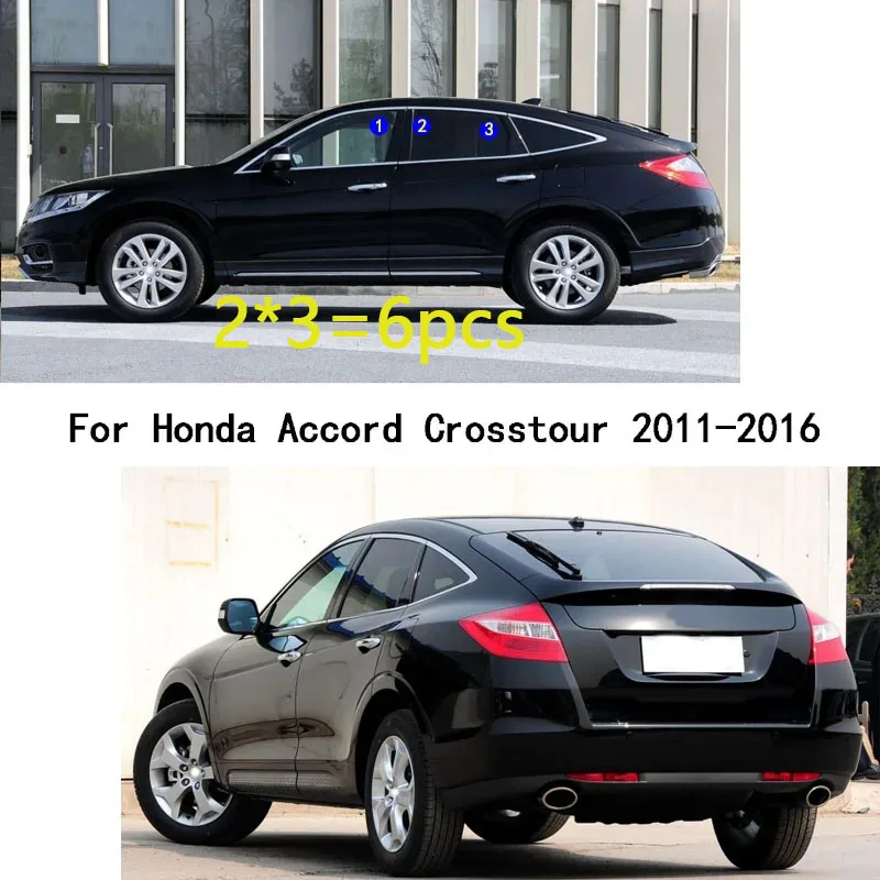 For Honda Accord Crosstour 2011 2012 2013 2014 2015 2016 Car PC Material Pillar Post Cover Door Window Molding Sticker Parts