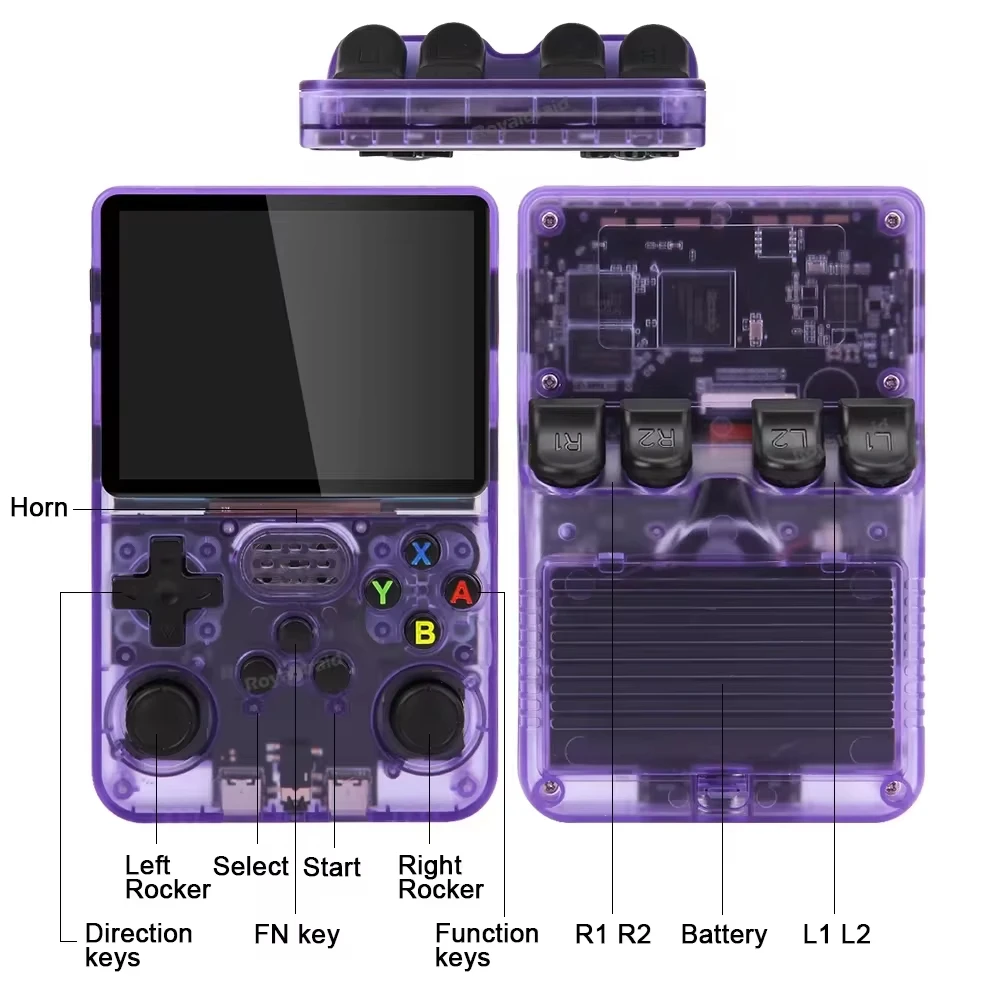 Console de jeu vidéo rétro R36S, système Linux, écran IPS 3.5 pouces, lecteur vidéo de poche portable, 128 Go, jeux Mini Boy Gift