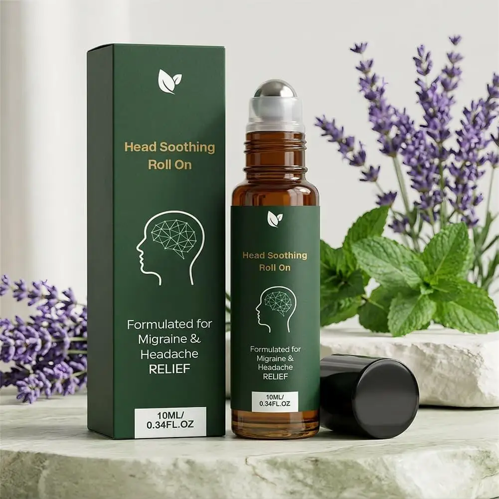 Herbal Head Soothing Roll-On 10ml, Refreshing Mint Scalp Care Oil Gentle Nourishing, Portable Roller for Travel & Office