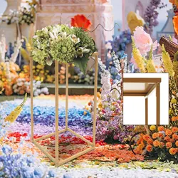 Jarrón de suelo de Metal dorado, columna de soporte de flores, centro de mesa para mesas, decoración de fiesta de boda, 10 piezas