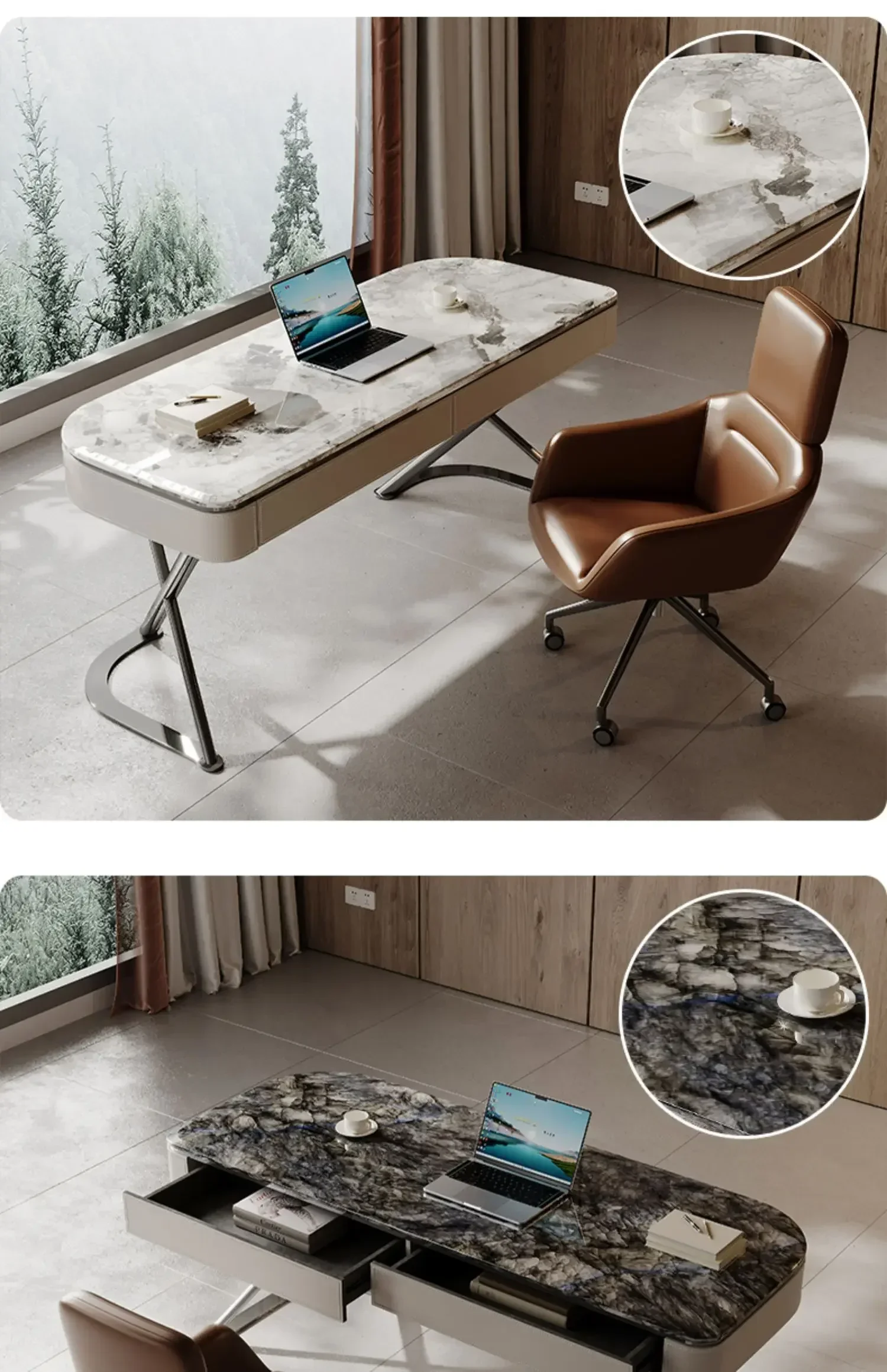 High-End Natural Super Crystal Stone Desk Modern Minimalist Study Desk Reception Table