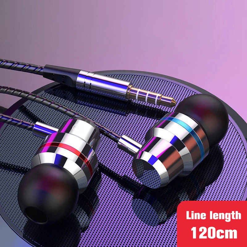 

Universal 3.5mm Wired Headphones In-Ear Music Sports Stereo Earphones Noise Canceling Headphone Headset With Microphone