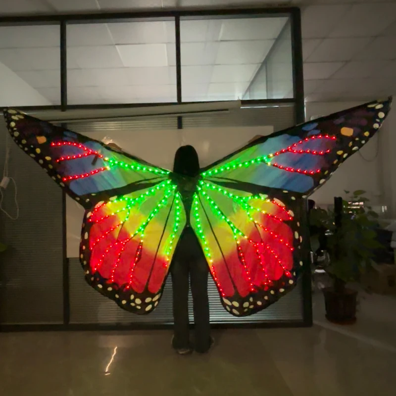 متوهجة LED الملونة قوس قزح فراشة أجنحة الرقص أزياء مسرحية ملحق الدعائم النساء الفتيات أجنحة الزخرفية #3