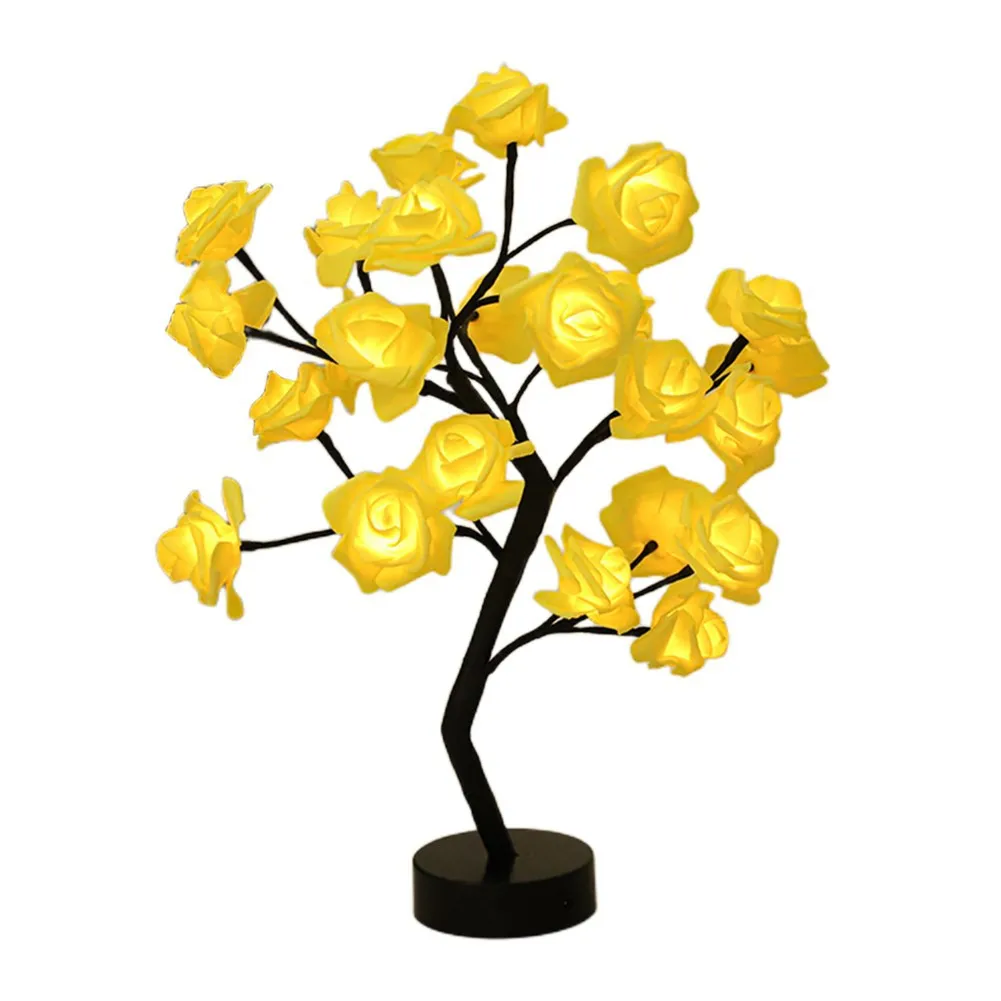 LED Rose Flower Table Lamp USB Christmas Tree Fairy Lights Night Lights Home Party Wedding Bedroom Decoration Mother's Day Gift
