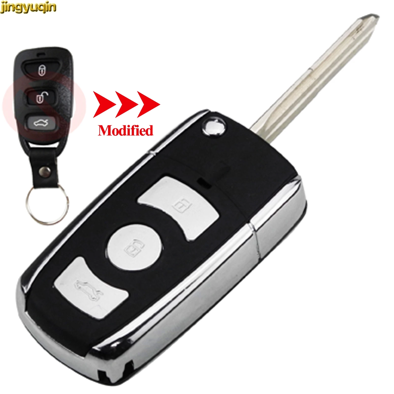 

Jingyuqin Modify 4 Buttons Remote Car Key Cover Shell Fob Refit For Kia Cerato Hyundai Elantra Sonata Genesis Santa Fe Accent