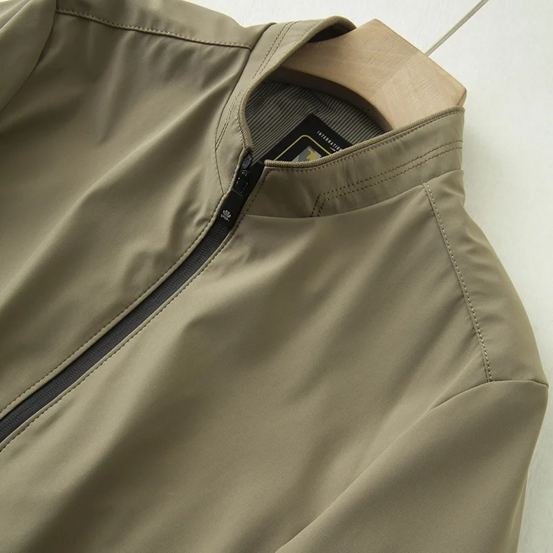 우아한 슬림핏 남성 재킷 봄 비즈니스 캐주얼 통기성 작은 스탠드 칼라 출퇴근 다용도 패션 도시 스타일